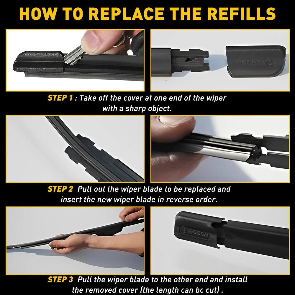 Refresh 28" Wiper Blade Rubber Refill Aero Flat Frameless Bosch DIY Cut to Fit
