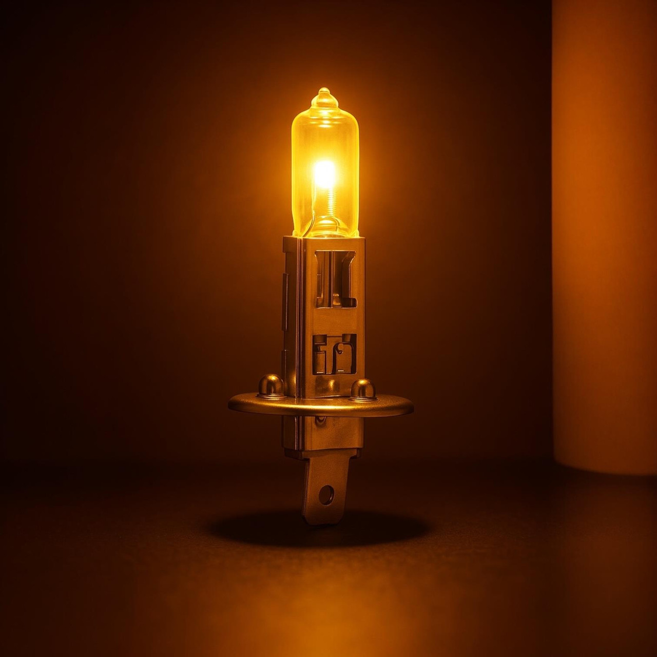 H1 12V 55W Yellow Halogen Bulb +30% LiteSync Vision Canbus Safe 3000K Euro Style