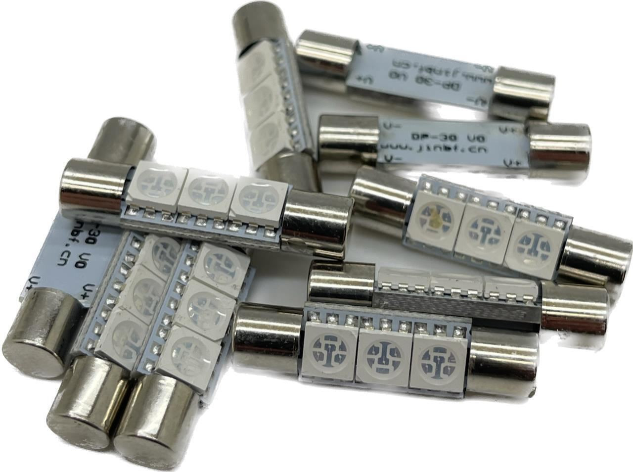 3 LED Interior Festoon 28mm C5W SV7 Bulb Blue Red White Green Pink sunvisor