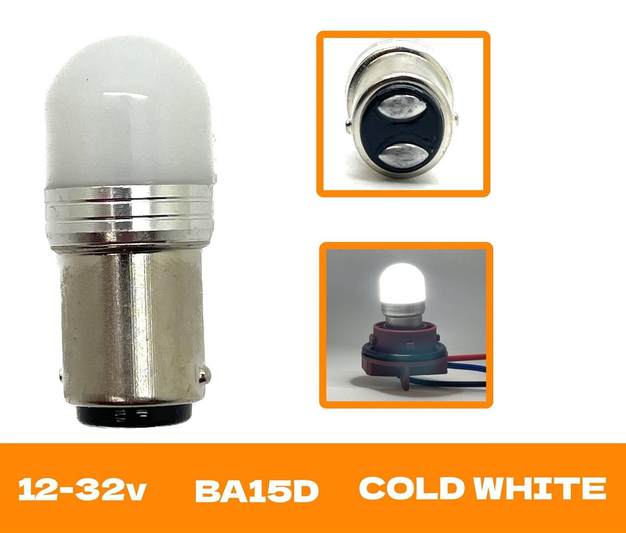 LiteSync BA15D 1142 LED Bulb 10â€“30V Cold White Frosted Marine RV Boat Lamp