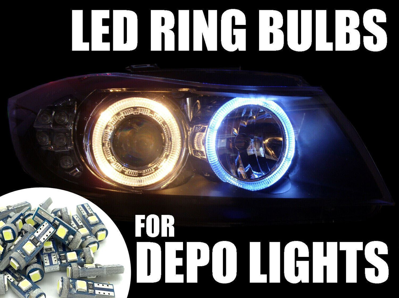 3 SMD T5 286 Canbus LED Upgrade Bulbs Lighting For Depo halo Angel Eye Headlight