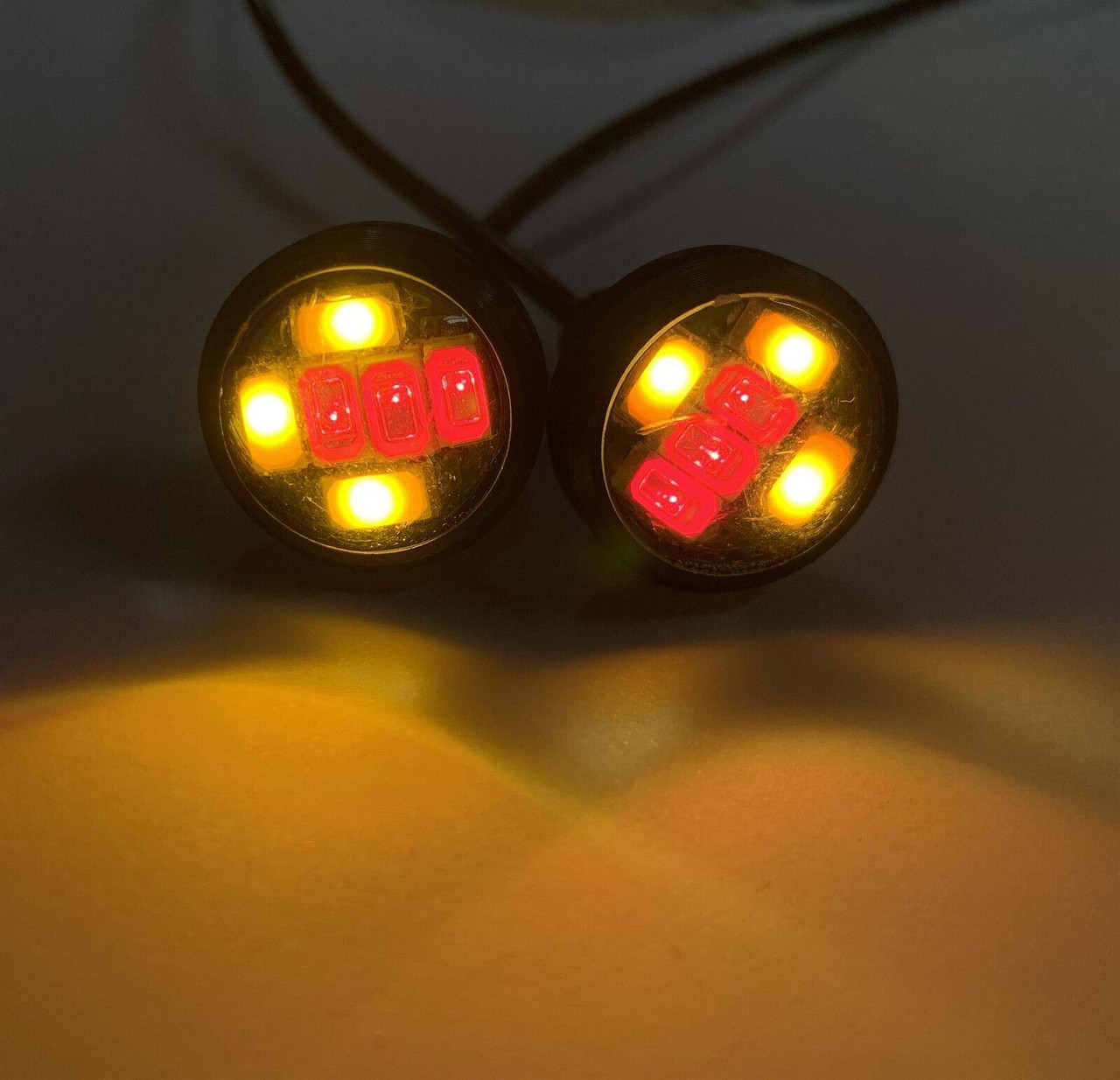 Red / Yellow Switchback 10W High Power 23mm LED Eagle Eye Spot DRL Marker tail