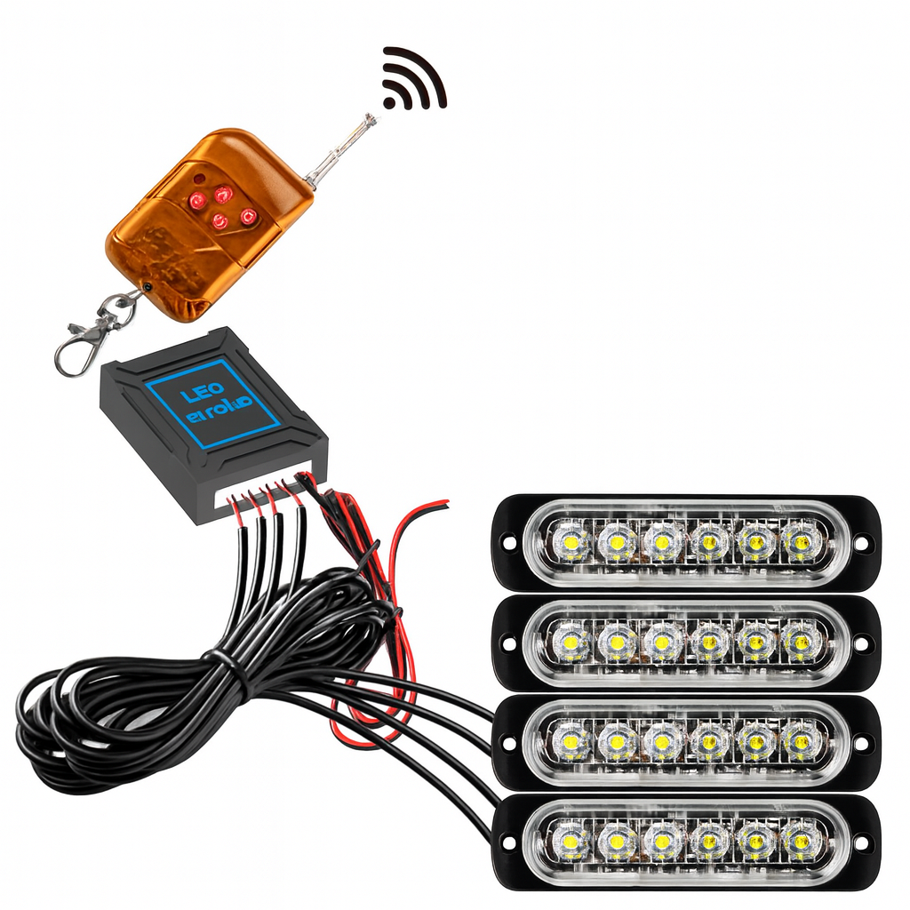 4 x Strobe Led Lights Flashing Recovery Truck Van Remote 12v 24v