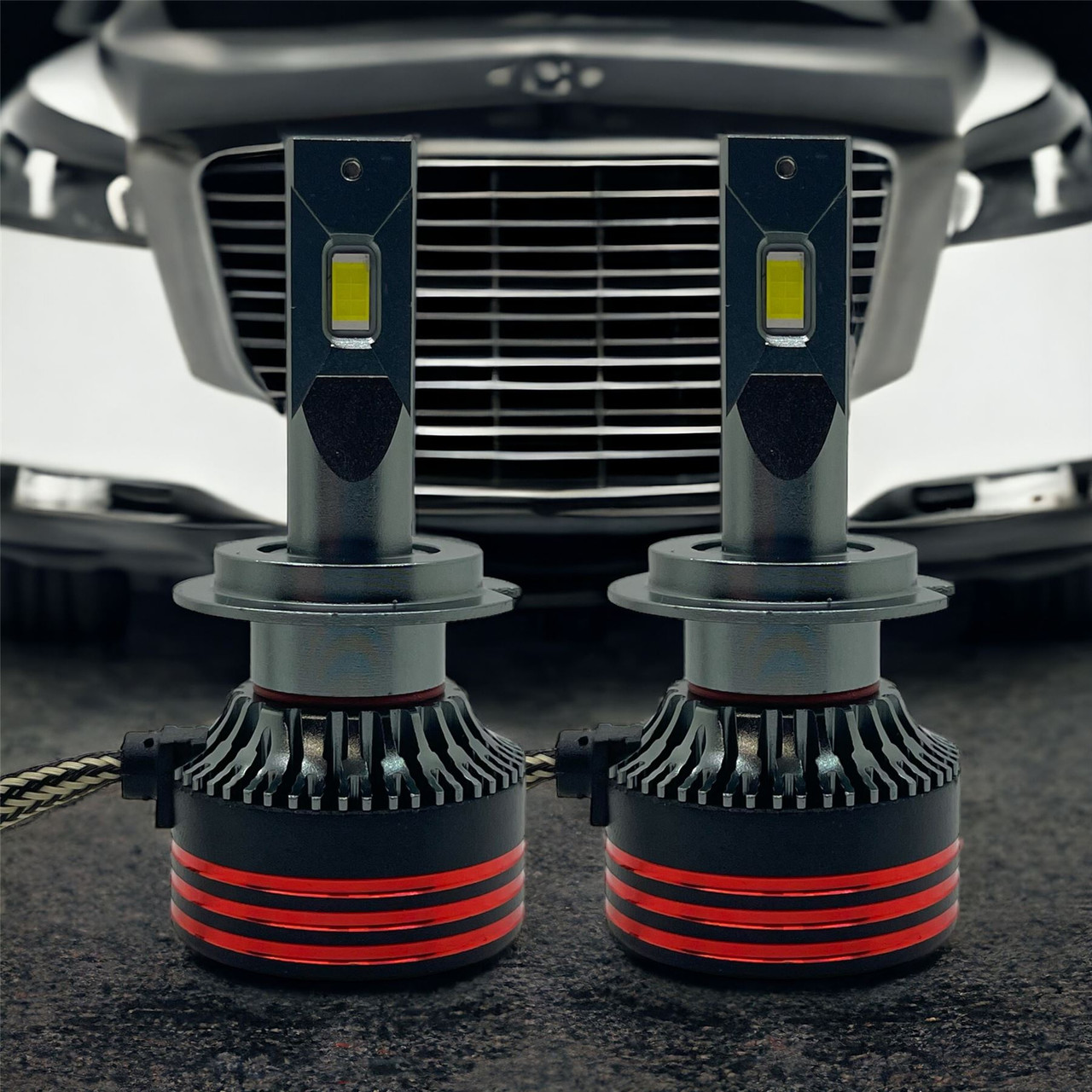 LiteSync LED Headlight Bulbs Kit H7 low beam & metal bulb holders 13000lm canbus