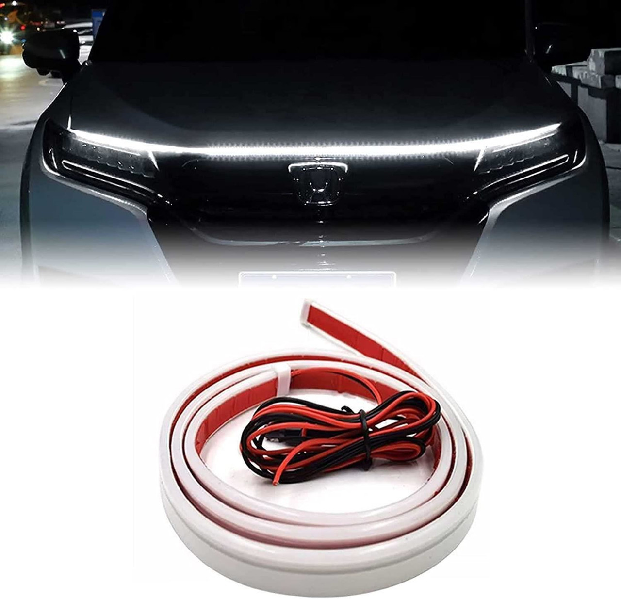1.5M White LED Bonnet Hood Light Strip | DRL Flexible Waterproof 12V
