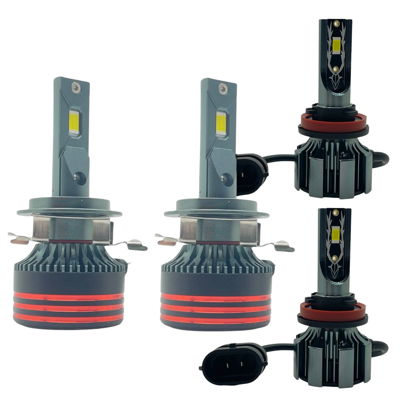 LiteSync LED Headlight Bulbs Kit H7 low beam, metal bulb holders & H11 Front fogs 13000lm canbus