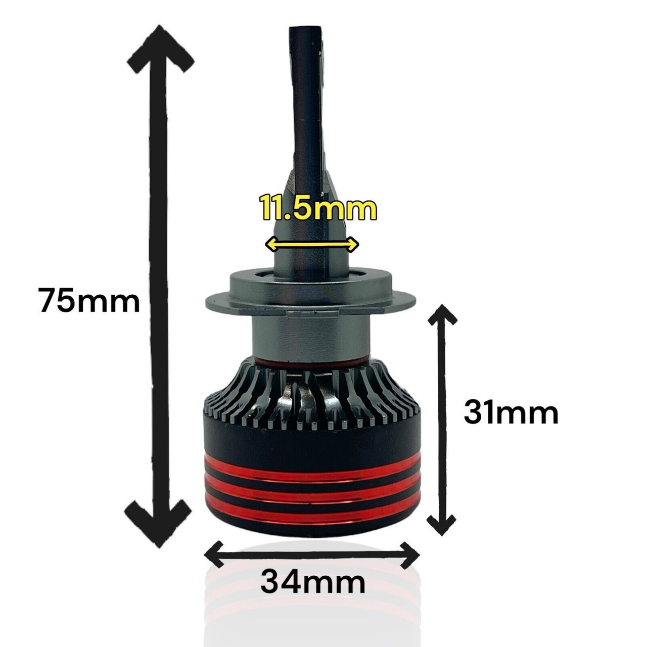 LiteSync LED Headlight Bulbs Kit H7 low beam & metal bulb holders 13000lm canbus