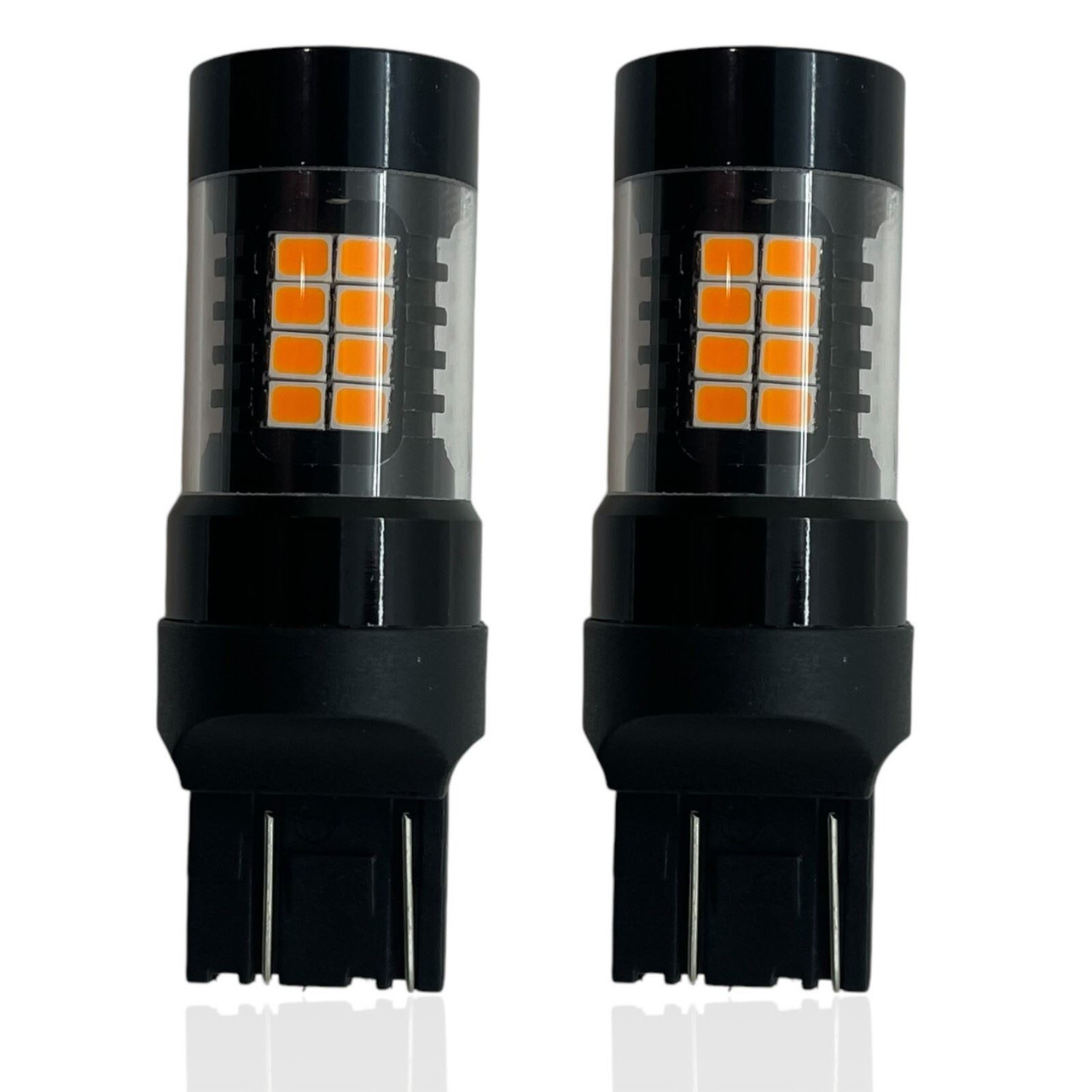 Pair 580 W21/5W 10W LED Amber DRL Sidelight Bulbs 12V/24V Error Free