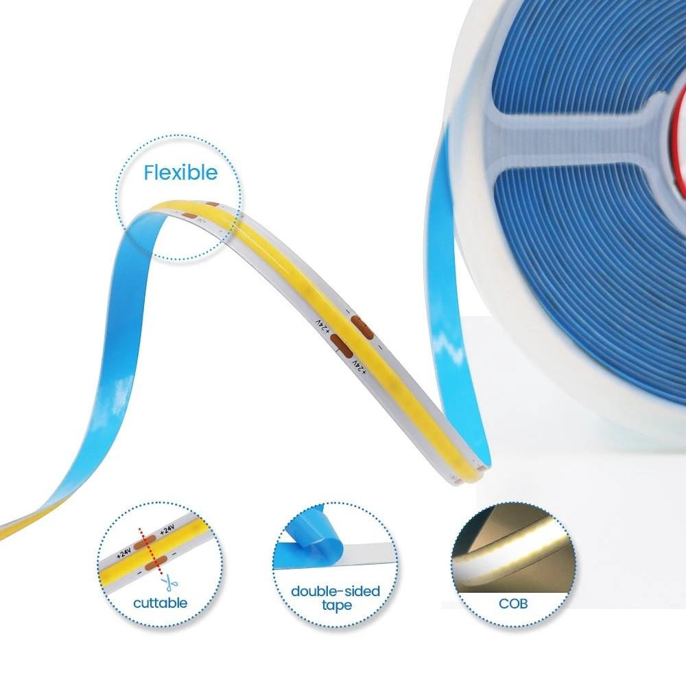 24V 5M COB LED Strip Light Cool White 6000K | 480 LEDs/M truck Lorry HGV