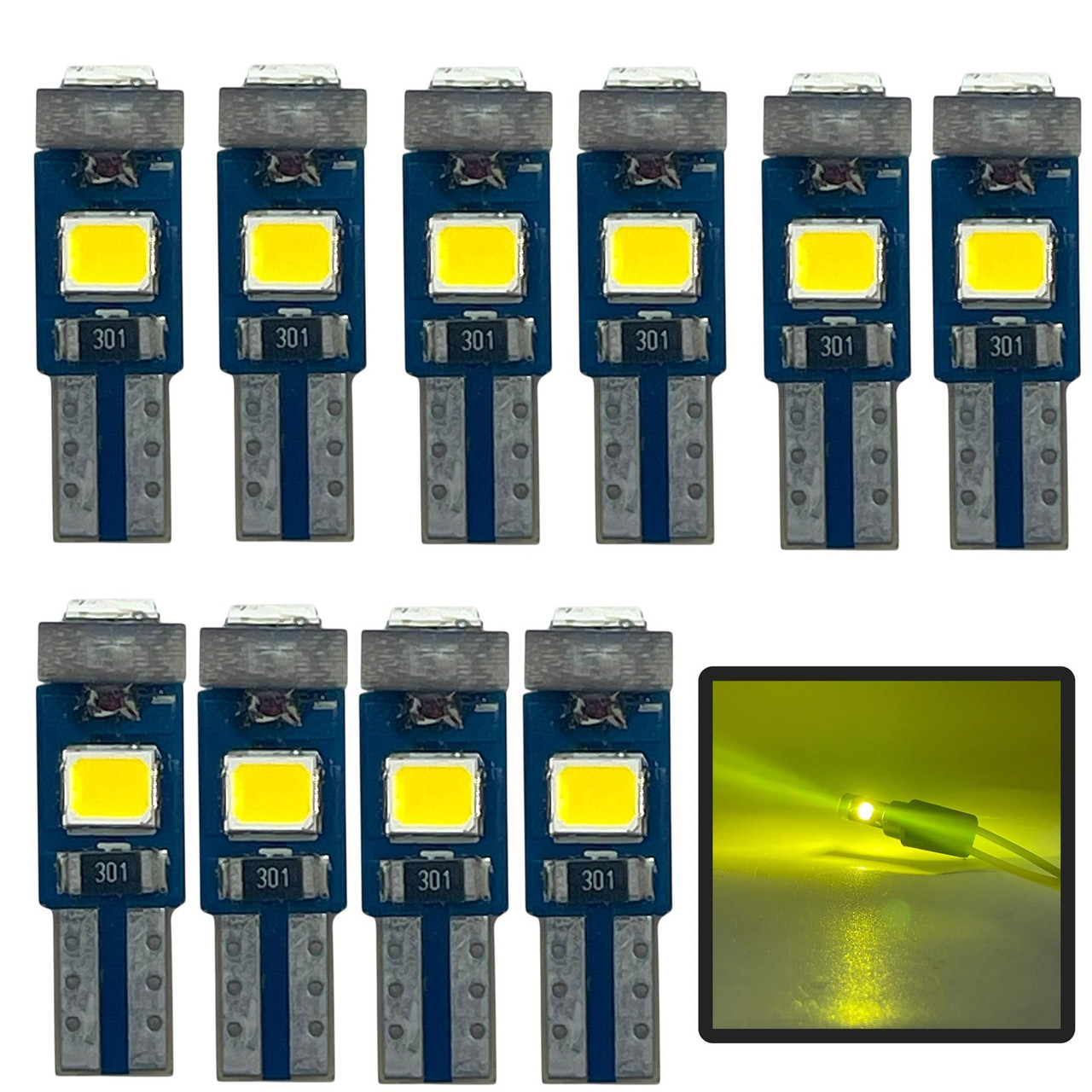 10x T5 286 Canbus LED Bulbs Lemon Yellow for DEPO Angel Eye Headlights