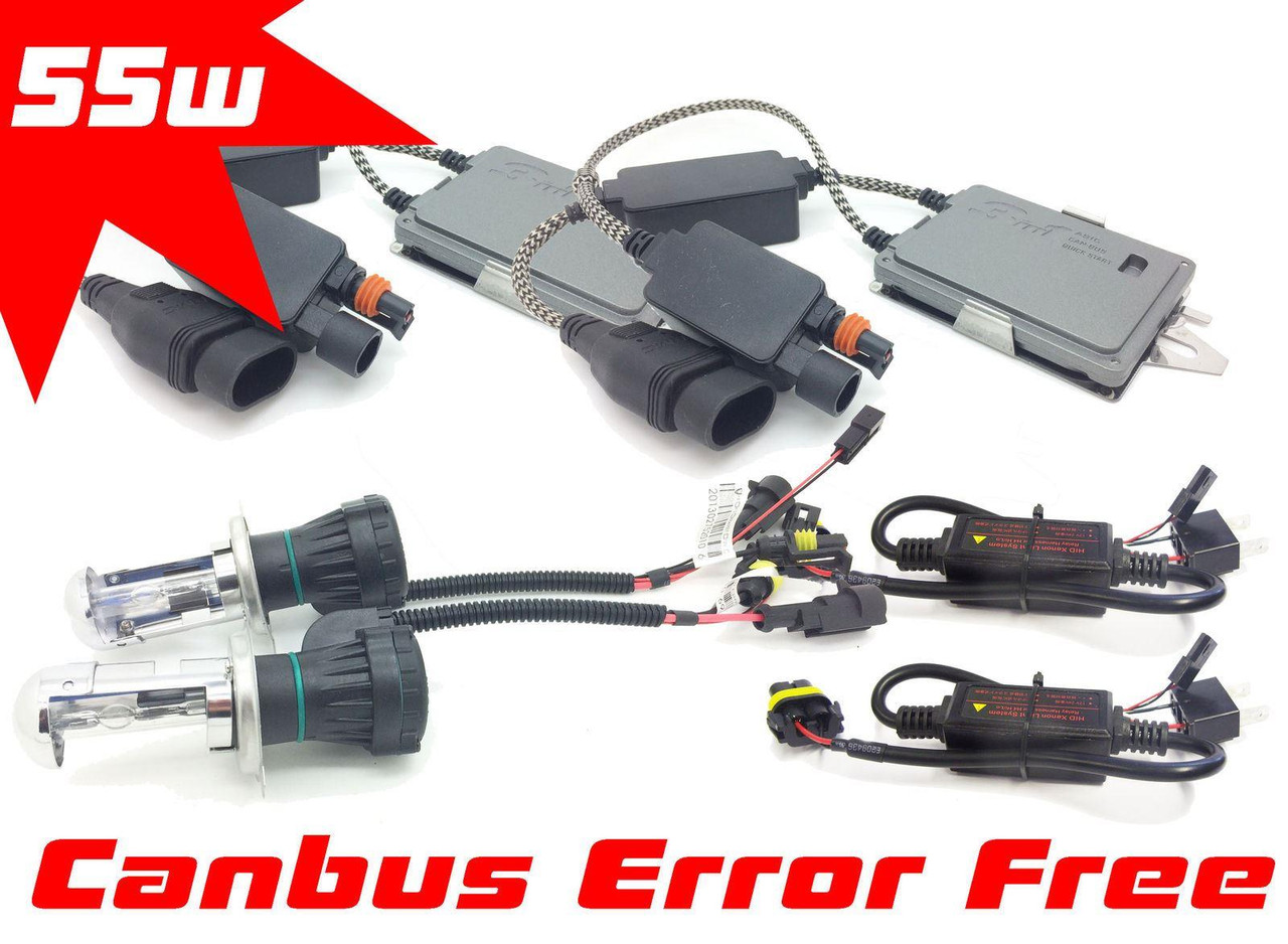 H4 Bi-Xenon 55W Canbus HID Conversion Kit 12V High/Low Slim Ballast 1yr Warranty