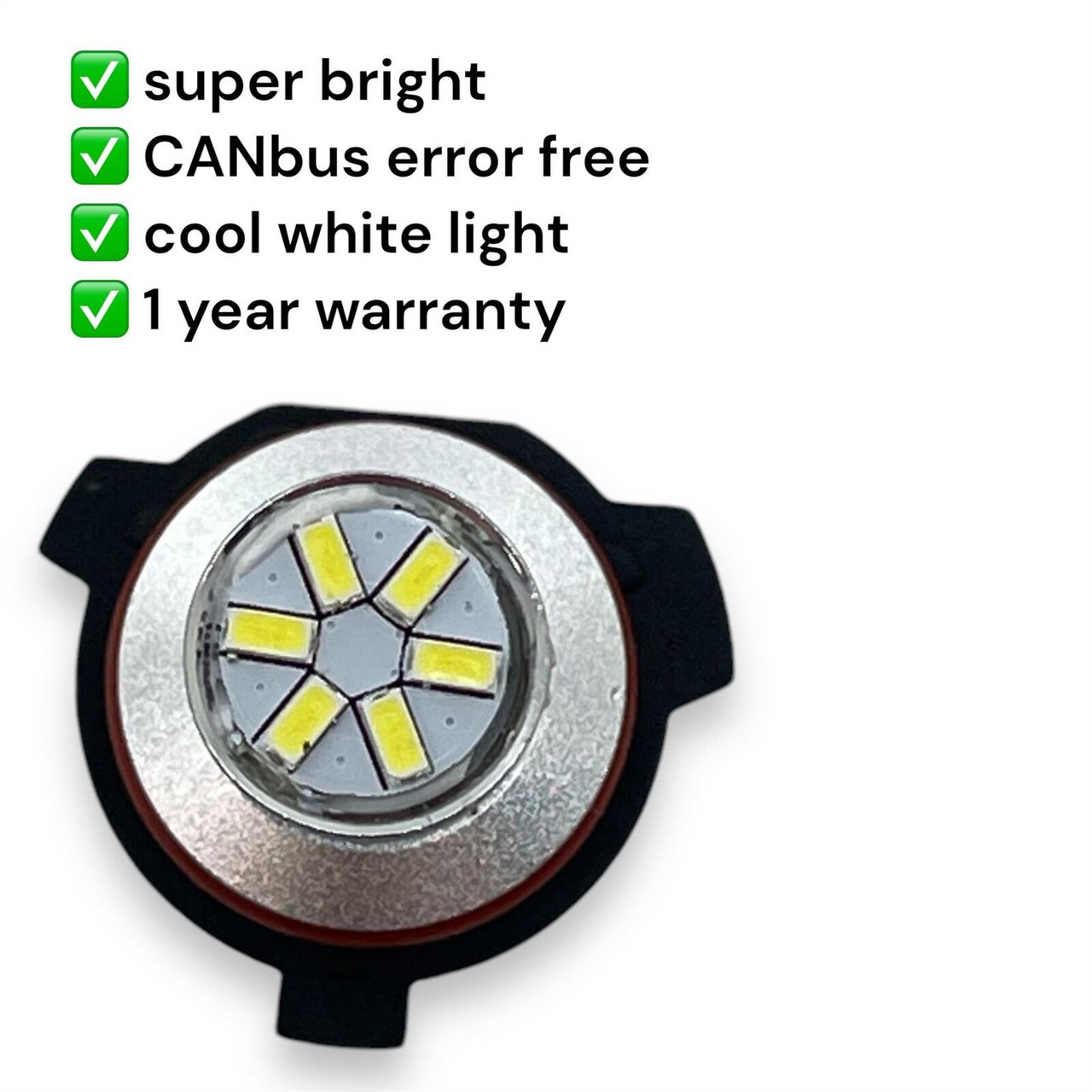 P13W LED DRL Bulbs 36 SMD Canbus 6000K 12V Pair Error Free Daytime Lights