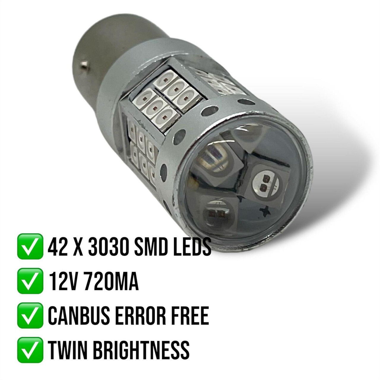 2x White LED 380 P21/5W BAY15D CANBUS Bulbs DRL Tail Brake Lights 1000Lm