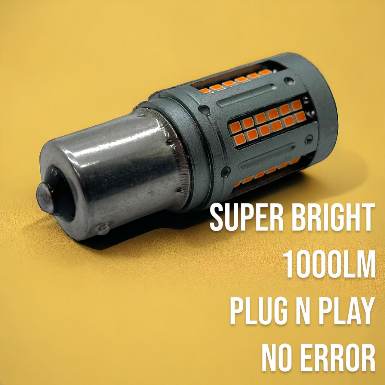 2 x 382 P21w BA15s 72 LED amber indicator bulbs canbus error free no hyper flash [FRONT]