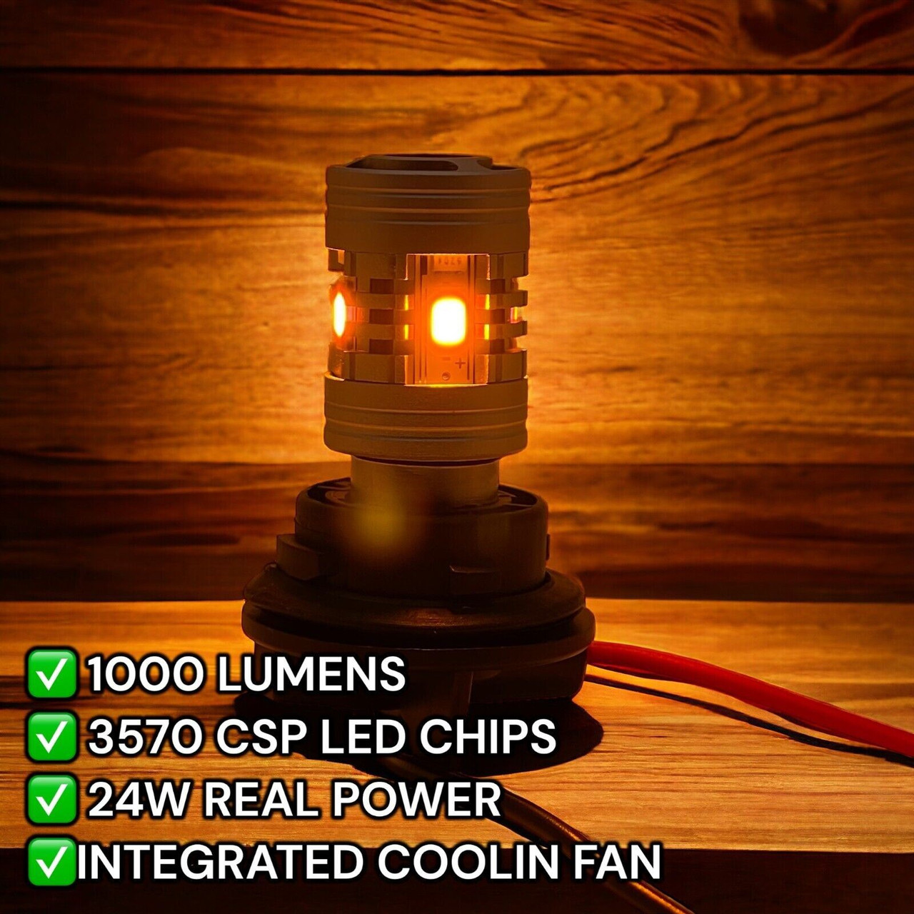 2x Amber LED Indicator Bulbs 581 PY21W BAU15s Canbus No Hyper Flash 1000Lm [FRONT]