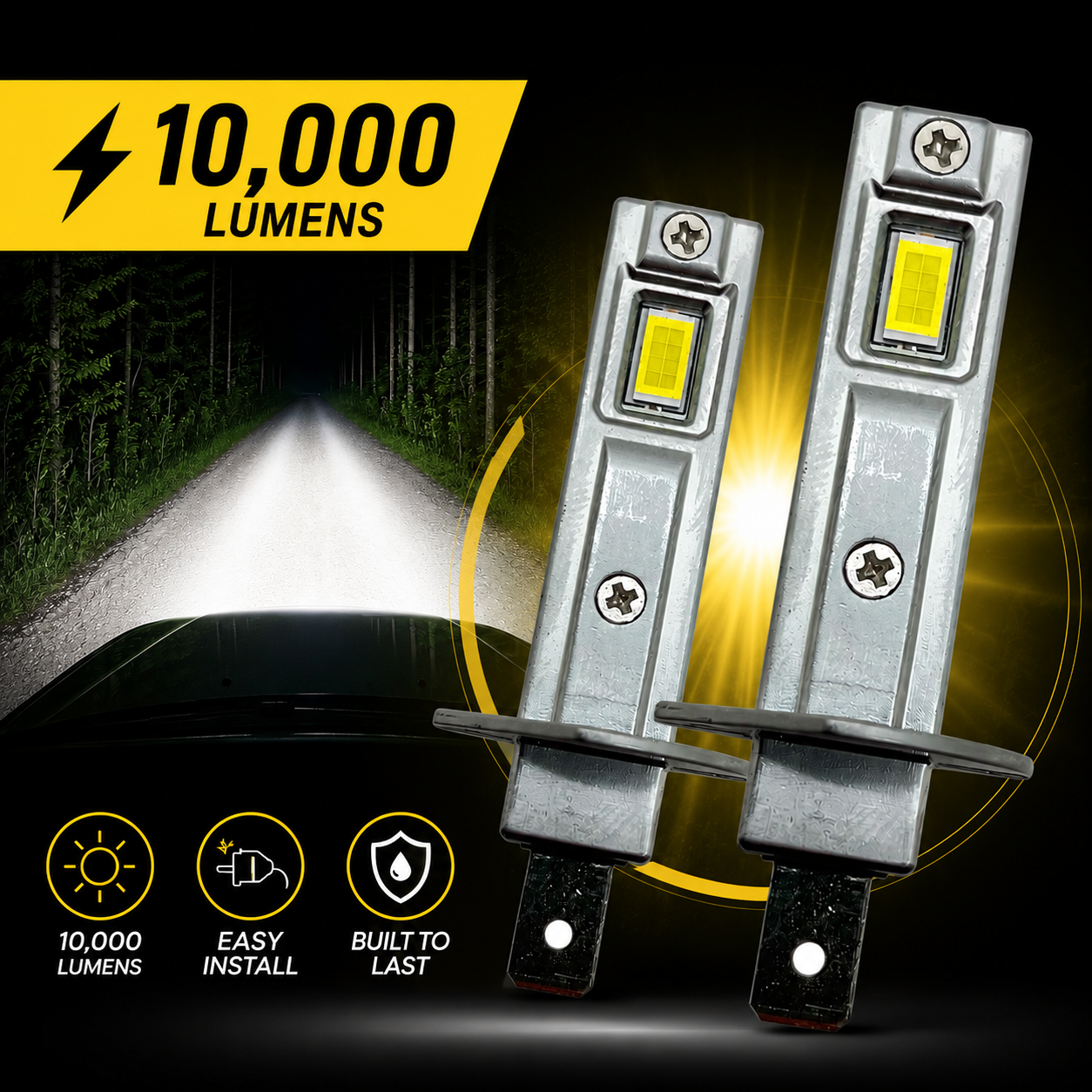 LiteSync H1 448 COB LED headlight foglight Bulbs 6000K 10000lm