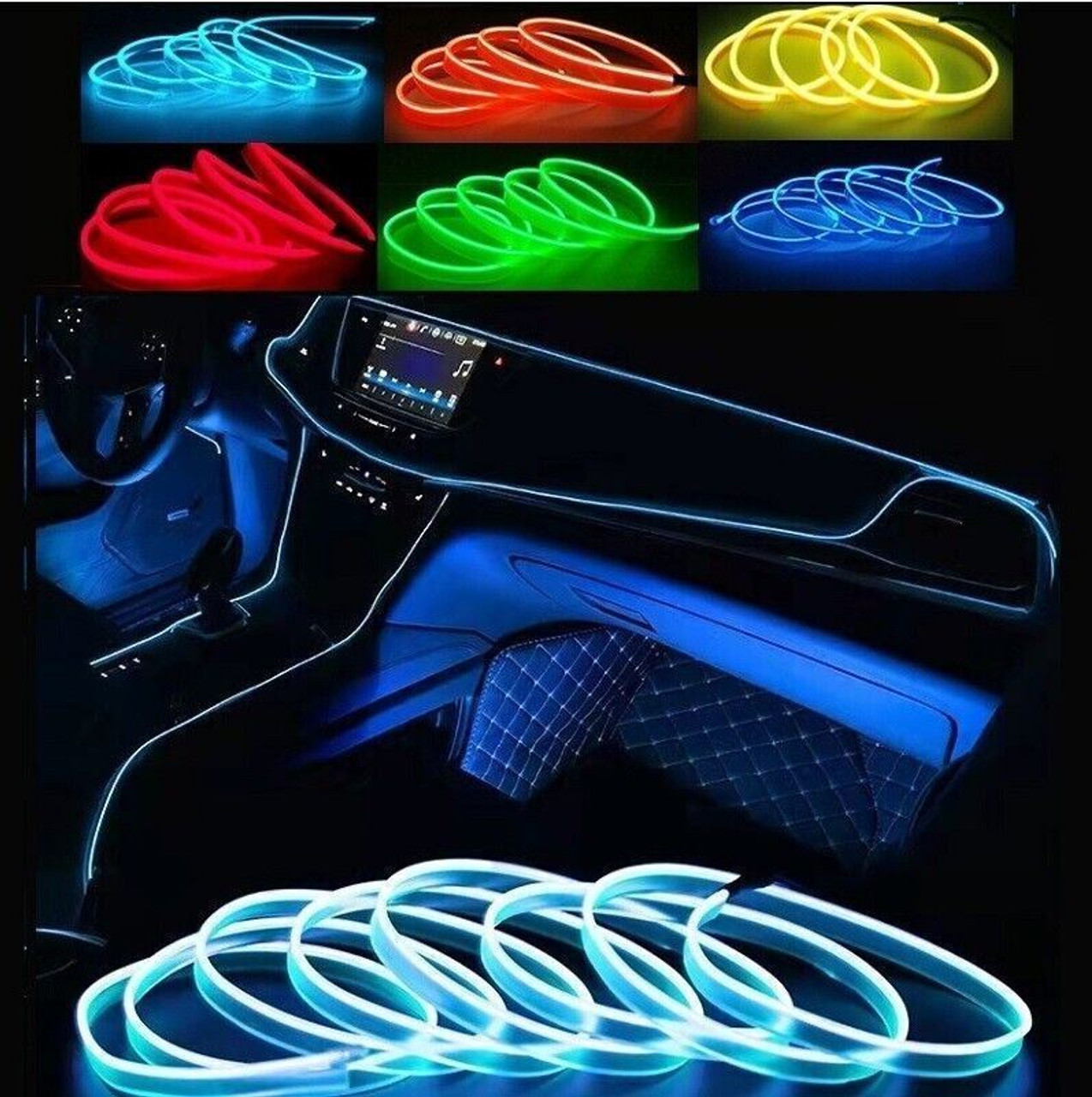 12 V Interior Ambient Lighting Neon EL Wire Rope Fibreoptic