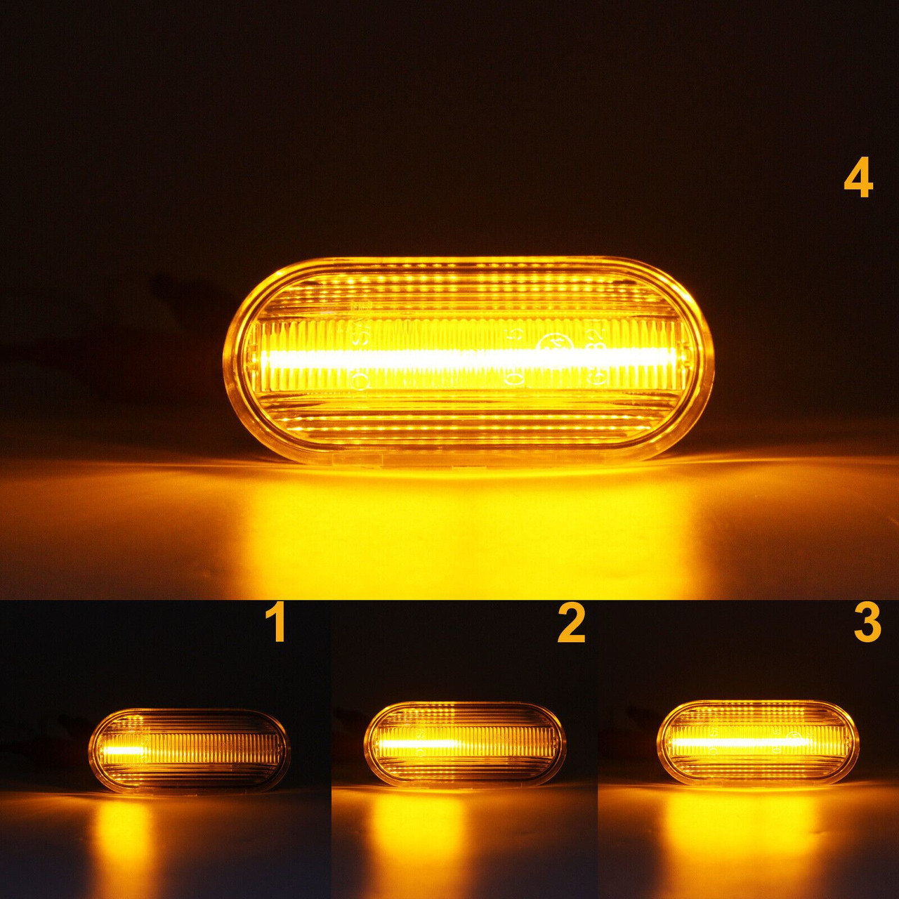 Clear LED Side Repeaters for VW Seat Skoda Ford | Dynamic Flow | E-Marked | Pair