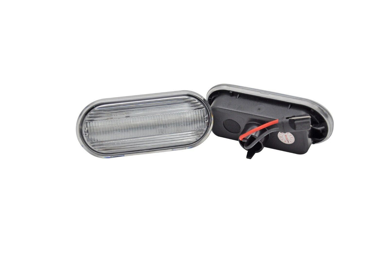 Clear LED Side Repeaters for VW Seat Skoda Ford | Dynamic Flow | E-Marked | Pair