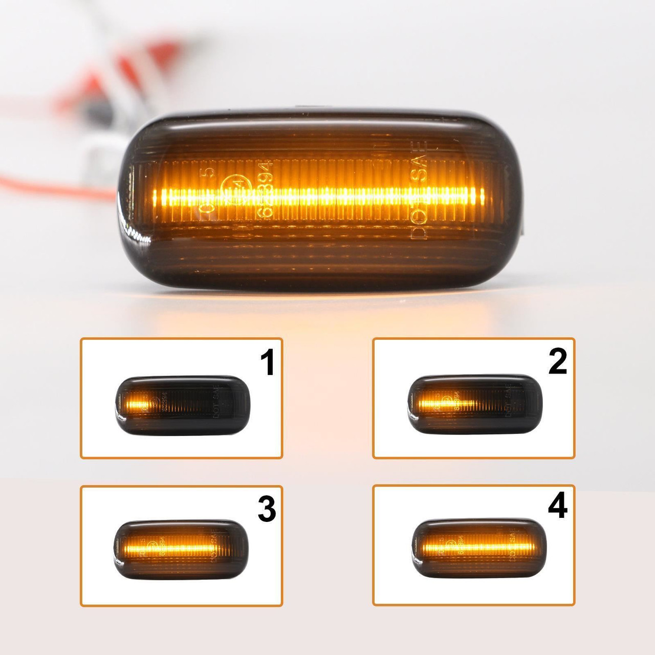 Smoked LED Side Repeaters for Audi A3 A4 A6 | Dynamic Flow | E-Marked | Pair