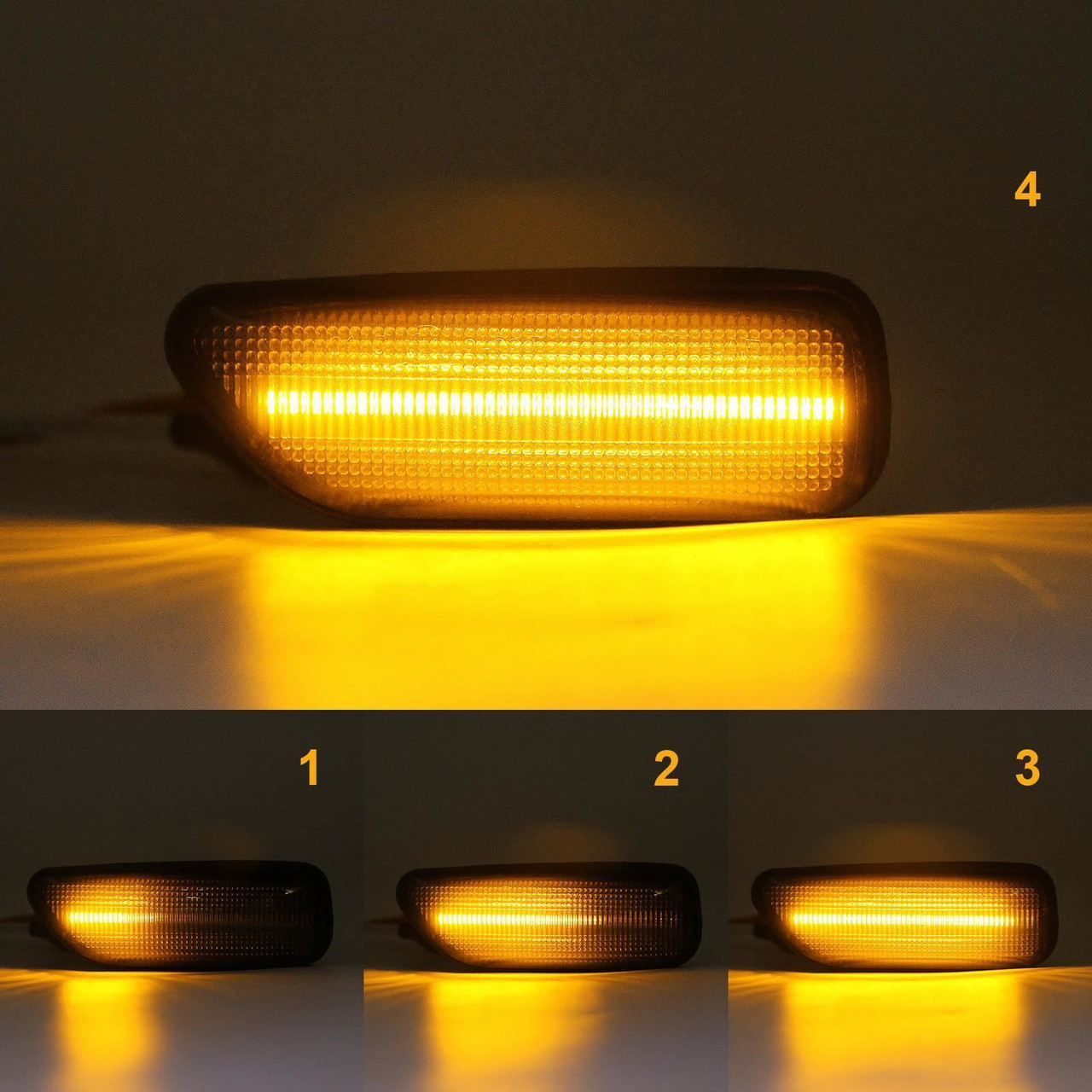 Smoked LED Side Repeaters for Volvo XC70 S60 V70 XC90 | Dynamic | E-Marked | Pair