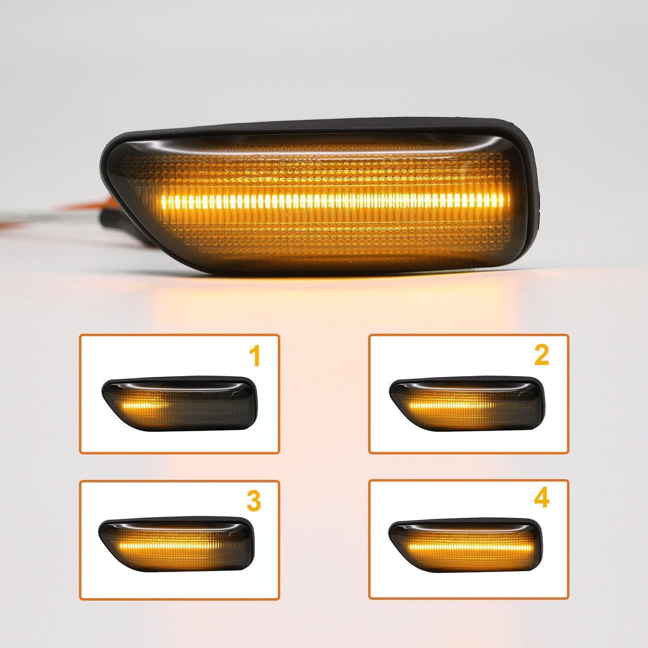 Smoked LED Side Repeaters for Volvo XC70 S60 V70 XC90 | Dynamic | E-Marked | Pair