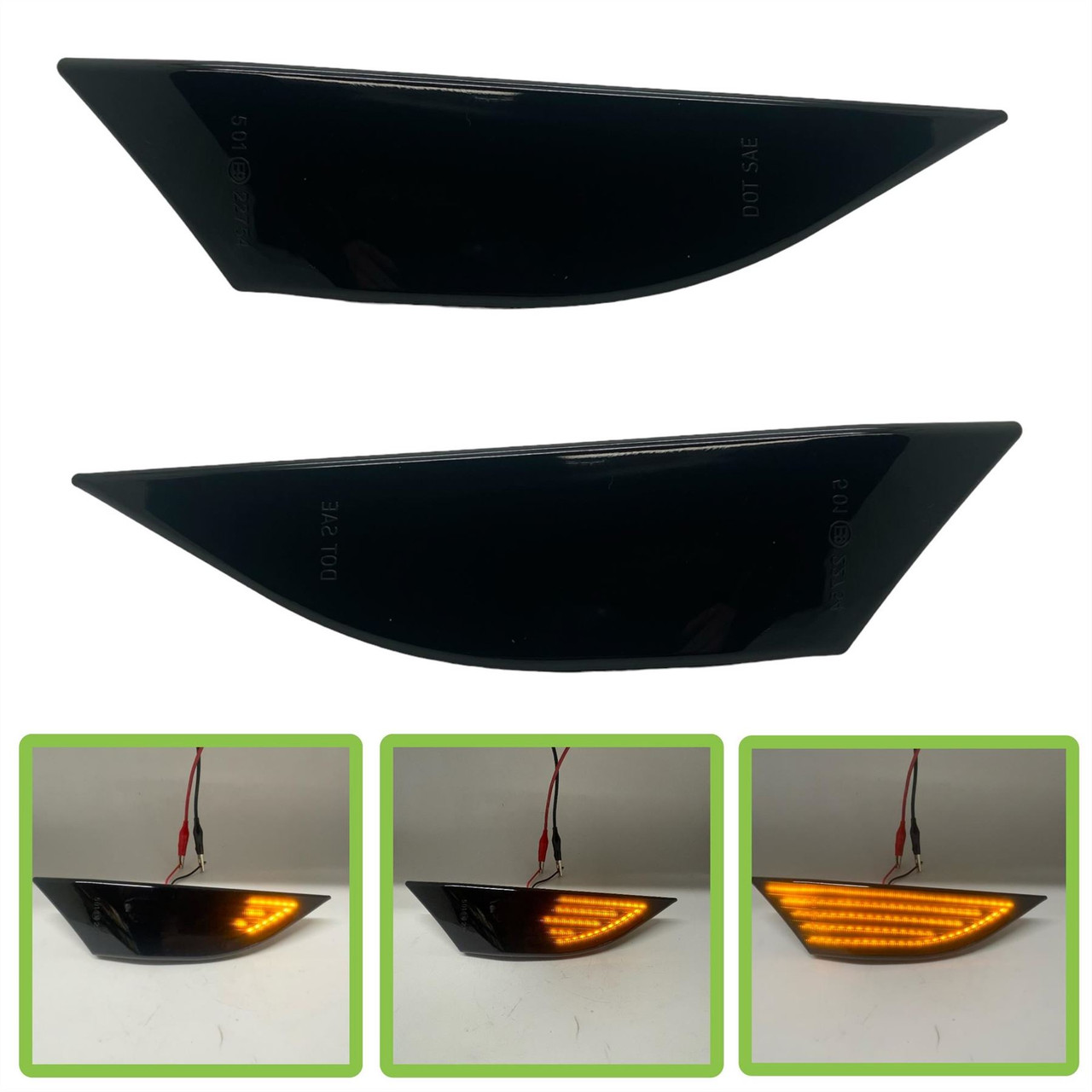 Dynamic LED Bumper Side Repeaters Lights Smoked For PORSCHE 991 Carrera 2012-16