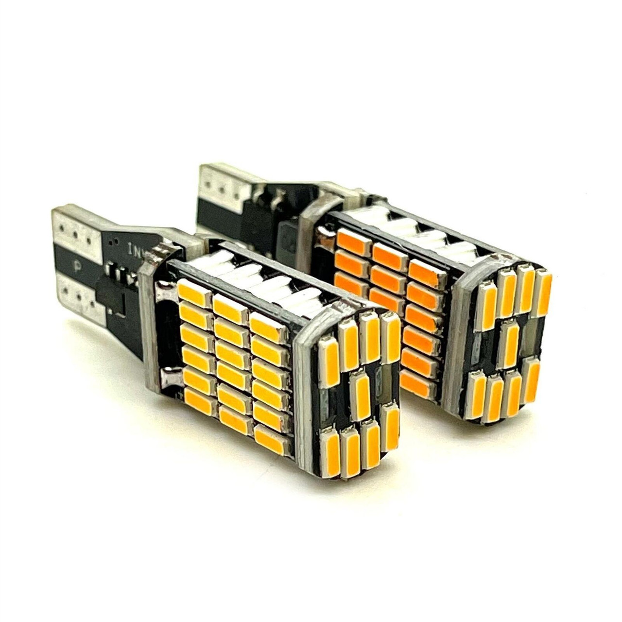 2x Amber LED Indicator Bulbs W16W 921 955 45-SMD Error Free Turn Signal Lights [REAR]