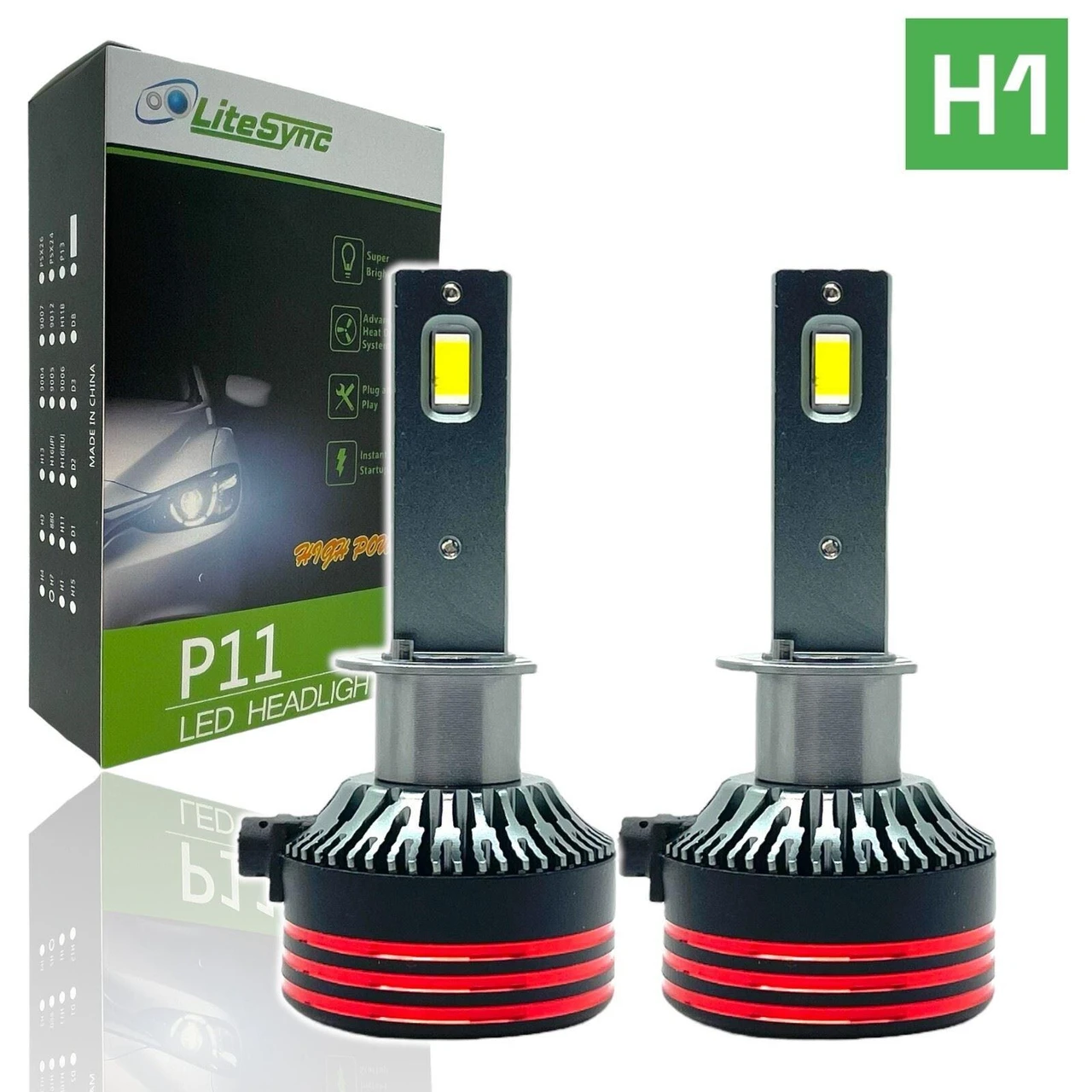 LiteSync N1 H7 H1 & 501 LED Headlight Bulbs low high beam bundle 10000 Lumens! For Seat Leon 1999-2012