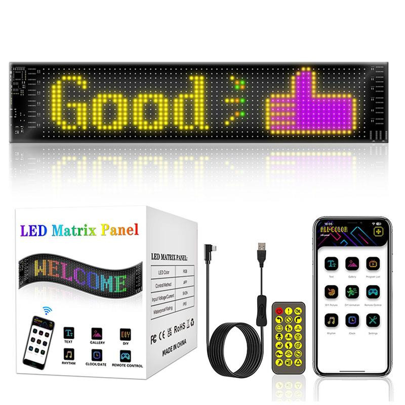 RGB LED Sign Display 374x92mm USB App Control Bluetooth 1024 Pixel Panel