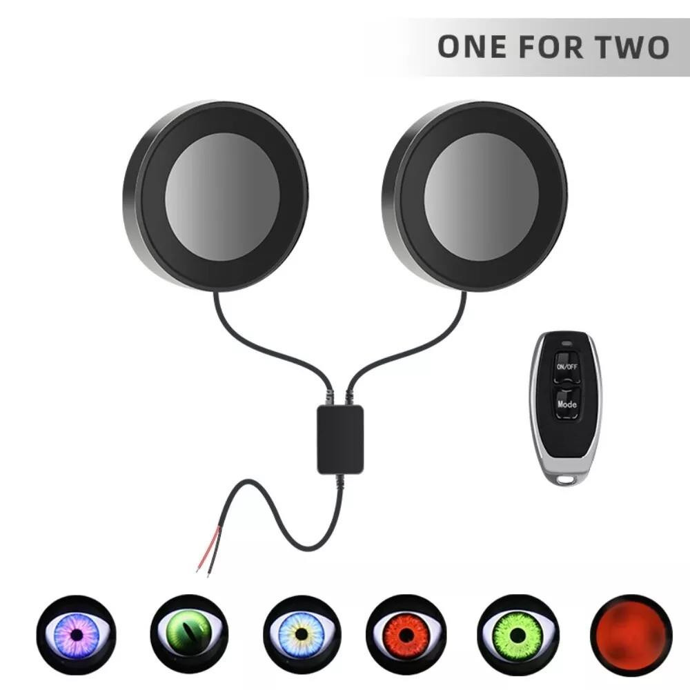 LED Devil Eyes Fog Lights 12-36v 7 Modes Remote Control Universal Car Headlight