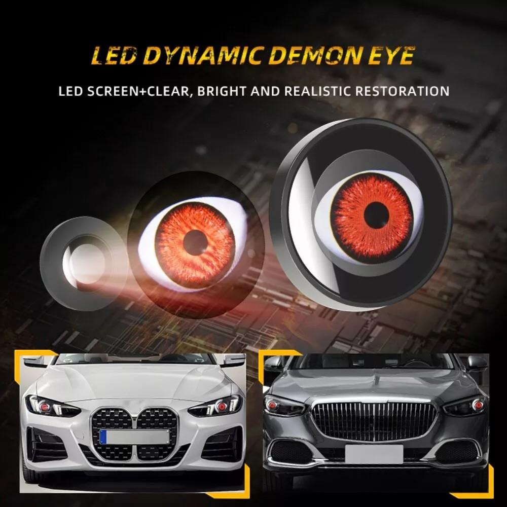 LED Devil Eyes Fog Lights 12-36v 7 Modes Remote Control Universal Car Headlight