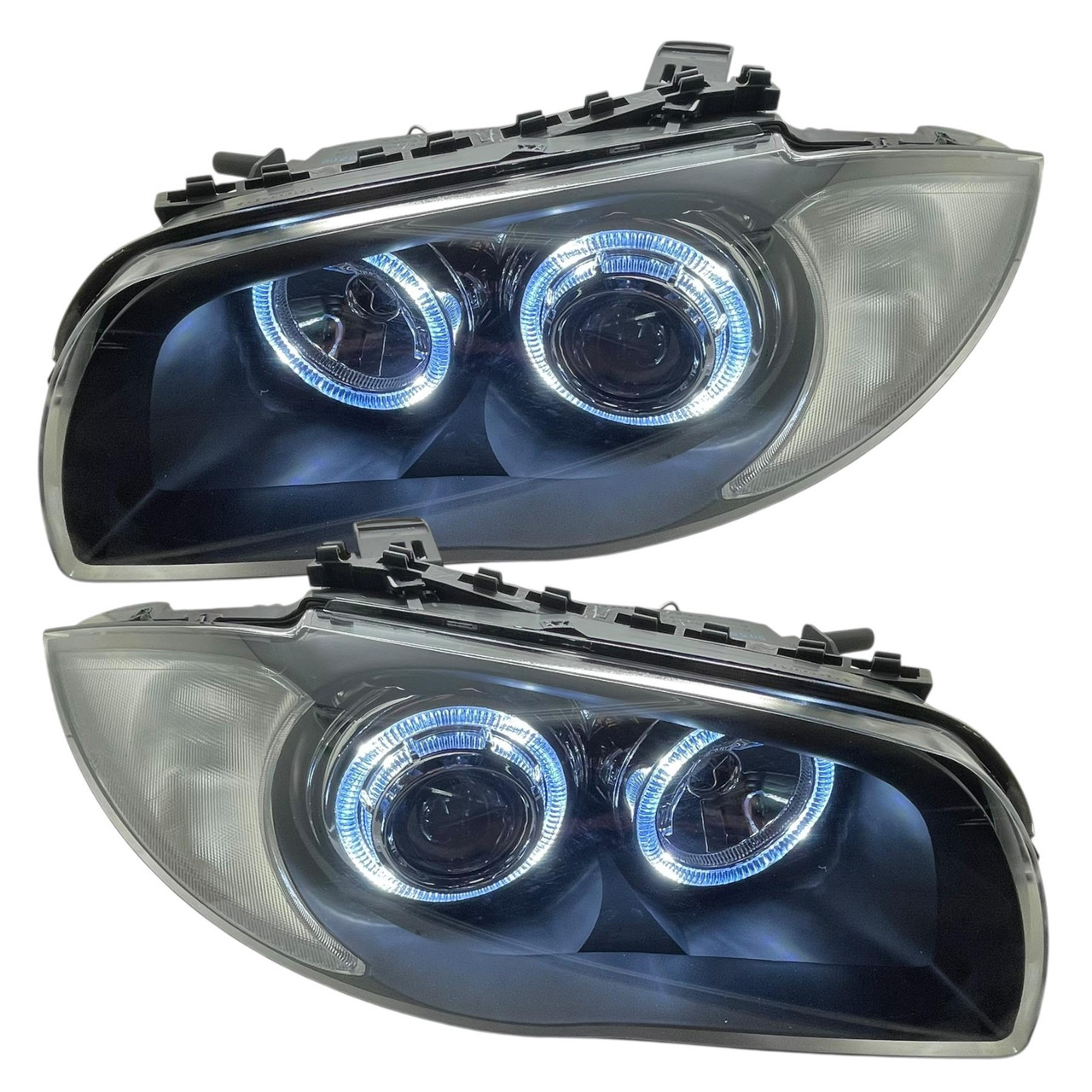 LED Angel Eyes Projector Headlights Black Pair for BMW 1 Series E81 E87 E82 E88