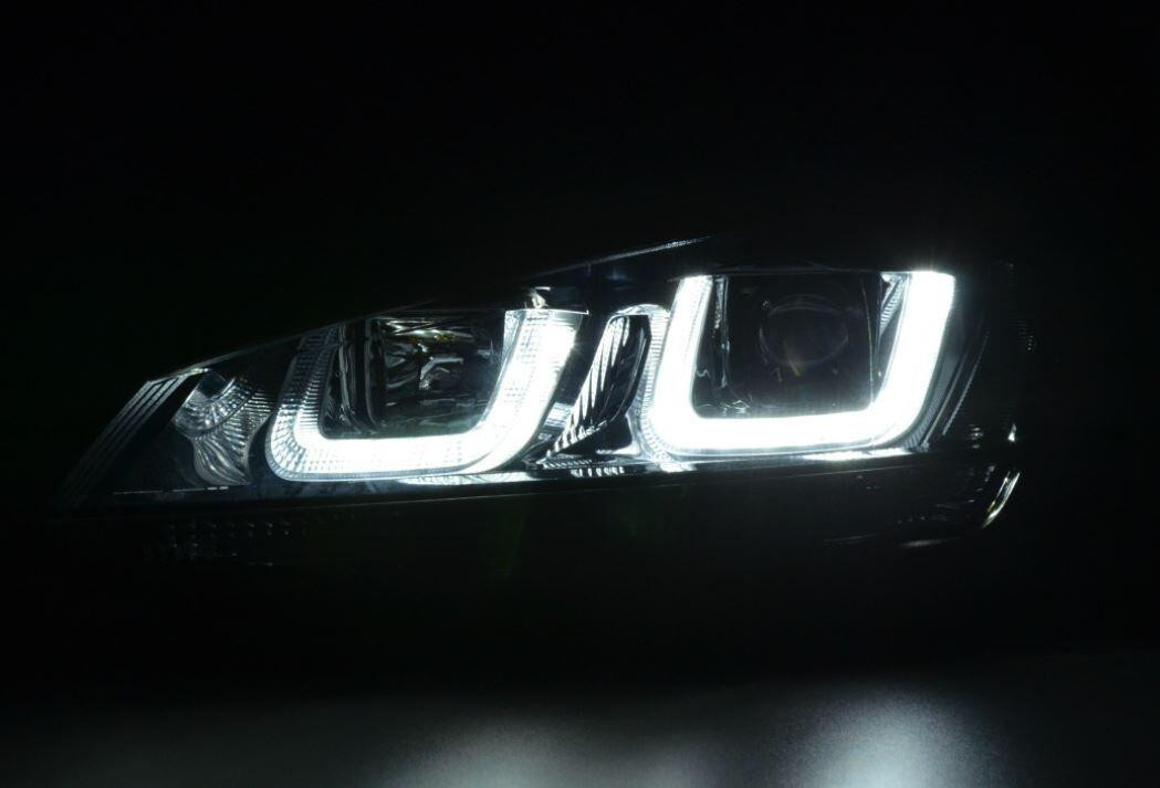 RHD LED DRL Projector Headlights Pair Black for VW Golf MK7 2012-2017