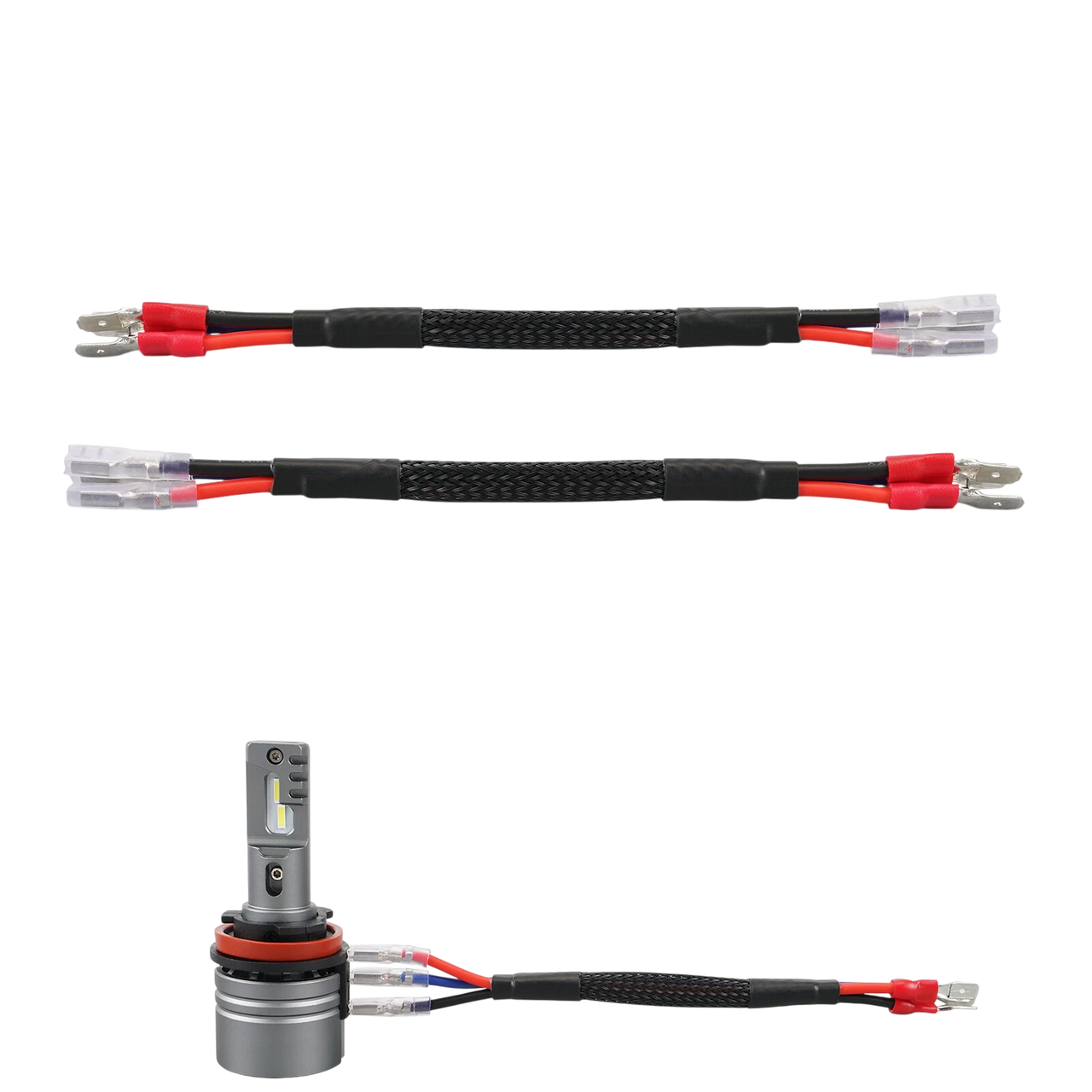 2x H15 LED Headlight Bulb Adapter Extension Cable Plug Socket Harness 16cm