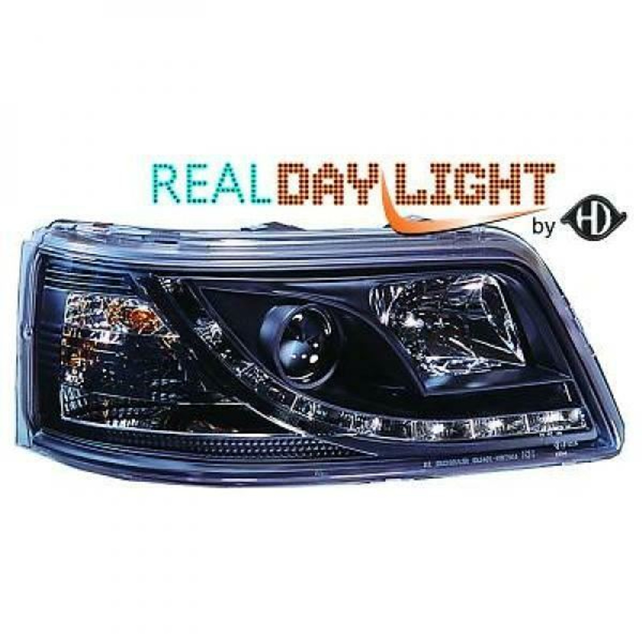 LHD Projector LED DRL Headlights Pair Clear Black VW T5 Multivan 03-10