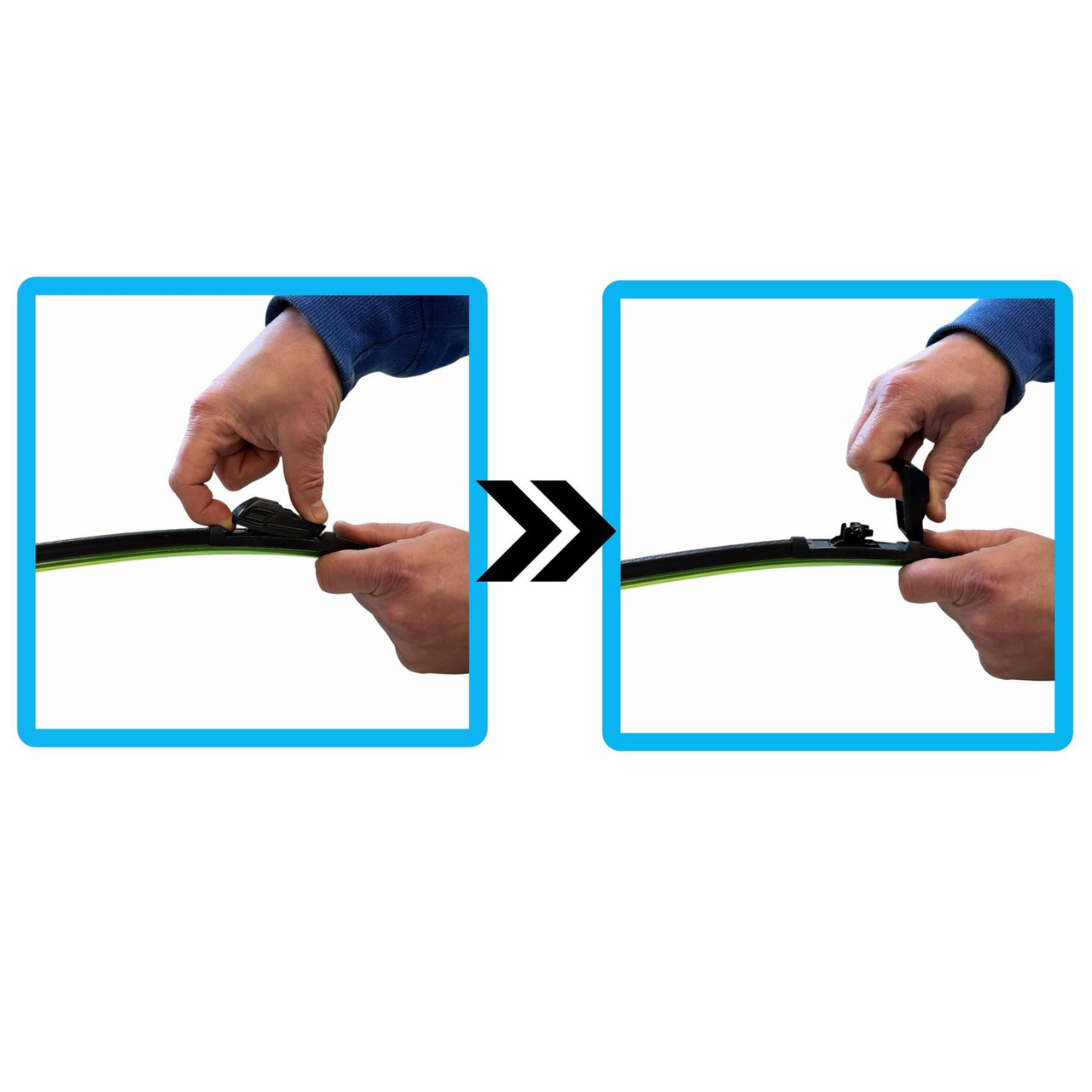 28/26" Carbon Fibre Aero Flat Wiper Blades Pair All-Season Windshield Side Pin Fitting