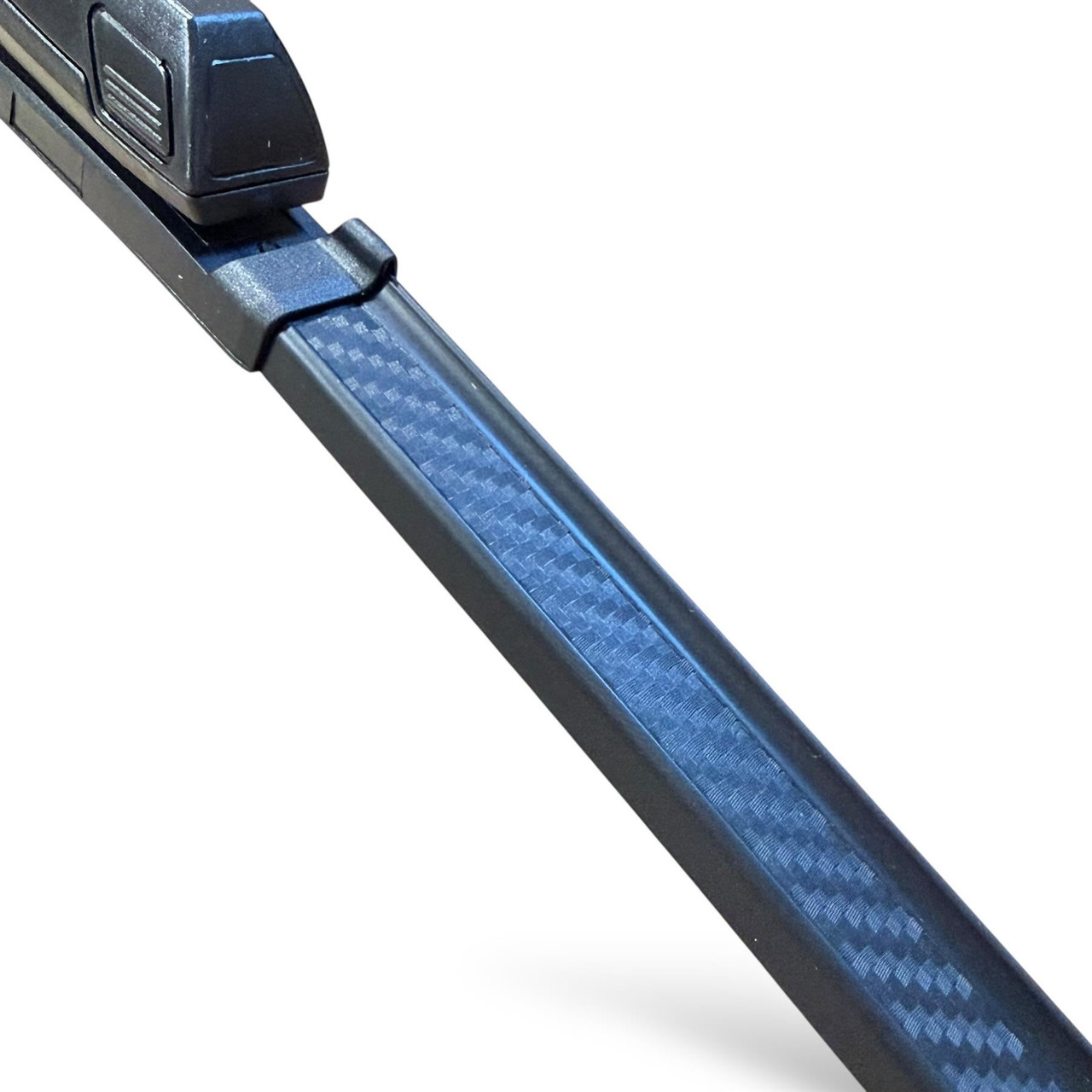 26/15" Carbon Fibre Aero Flat Wiper Blades Pair All-Season Windshield 19mm Push Button Fitting