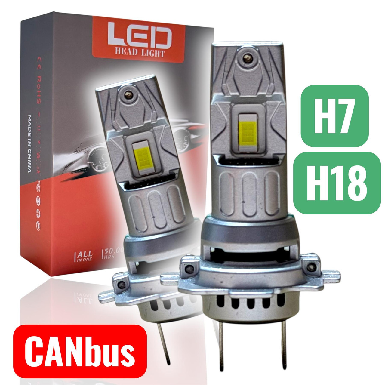 LiteSync M29 H7 H18 LED Headlight Bulbs 10000LM 6000K CanBus 60W 12V Pair [HIGH BEAM]