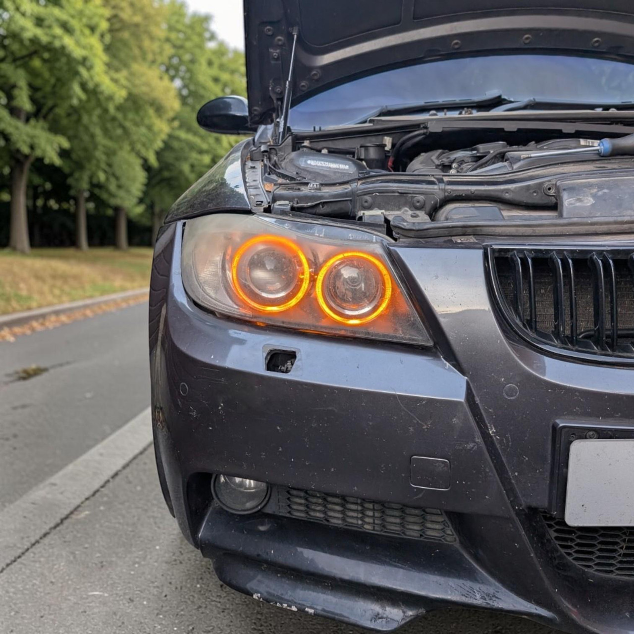 80W amber yellow Angel eye LED Bulbs For BMW 3 SERIES E90 E91 2005-08 X5 E70 Halo ring