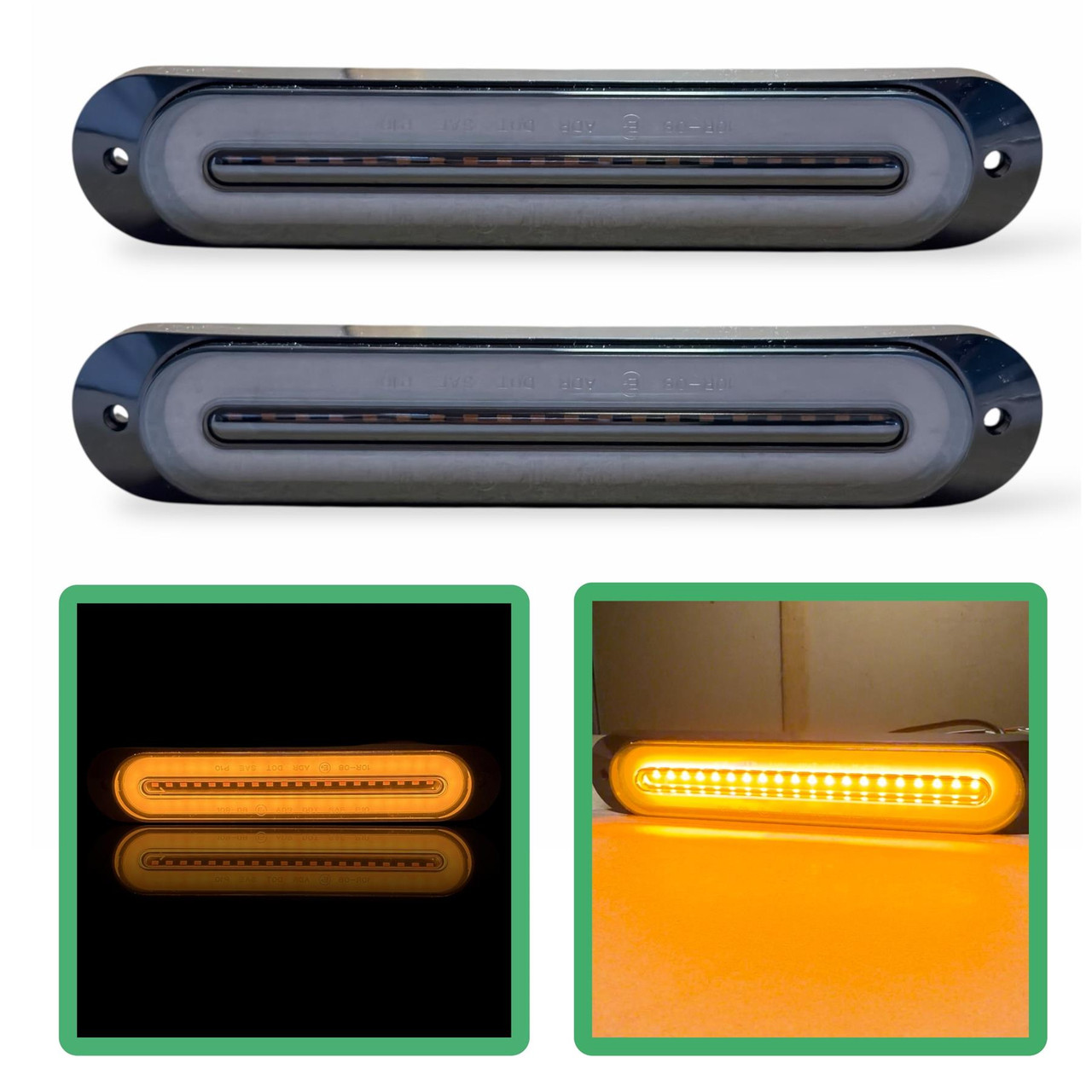 x2 LED Marker Lights Amber Halo Strobe 12V 24V Truck Van Lorry Recovery