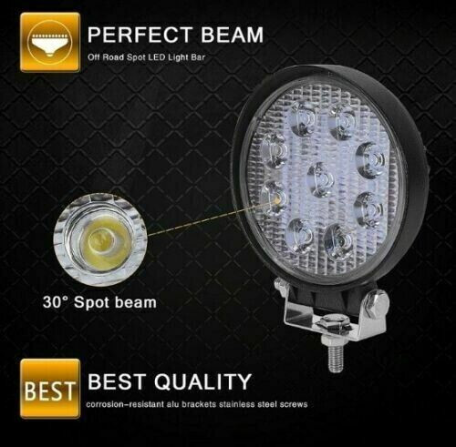 4 x 27W White Round 12v 24v LED Mini work driving spot light reverse offroad