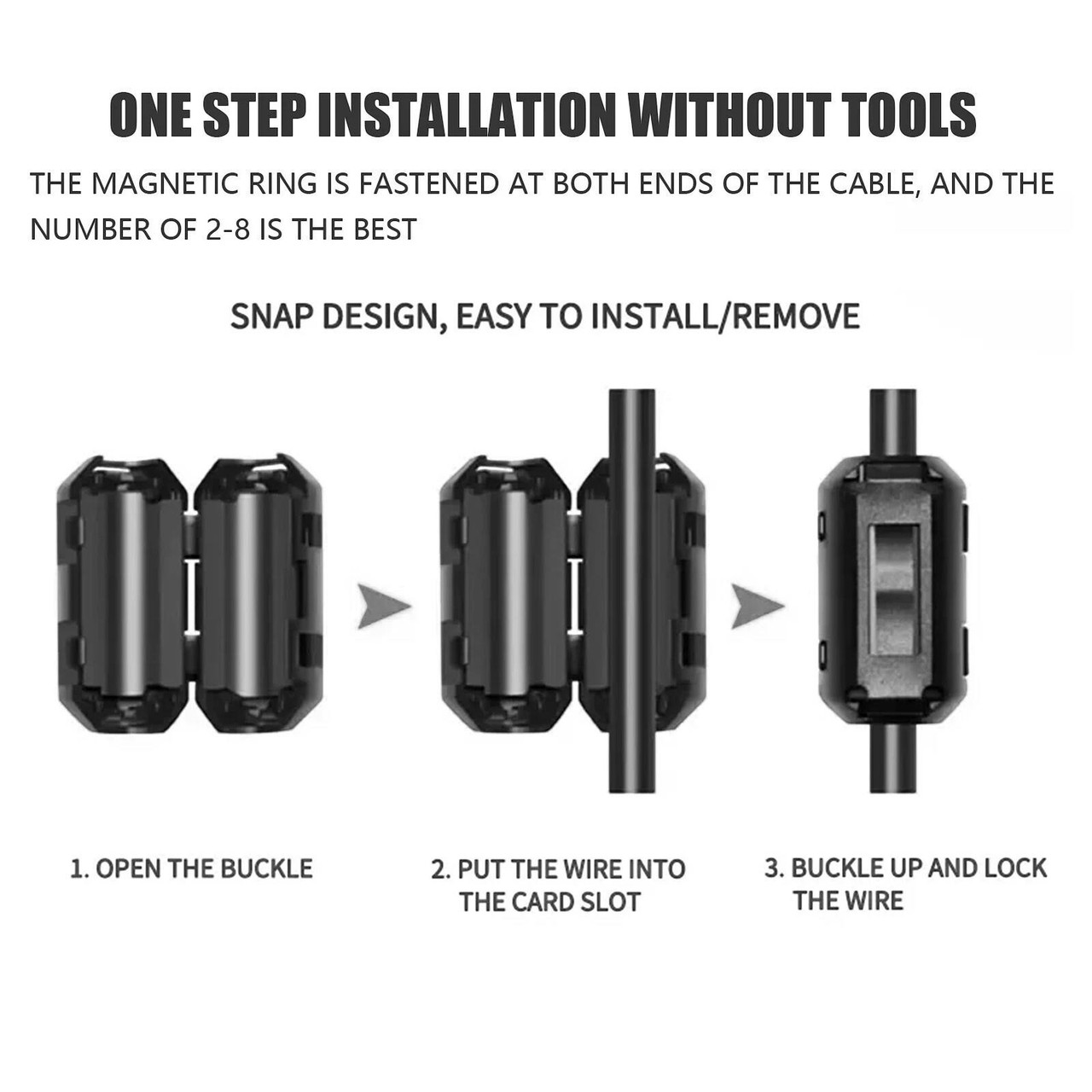 2.7mm Clip-On Ferrite Core EMI Filter Ring Bead Choke for Cable Noise