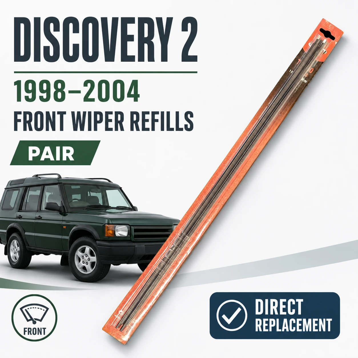 24" Front Wiper Blade Rubber Refills Pair For Land Rover Discovery 2 98-04