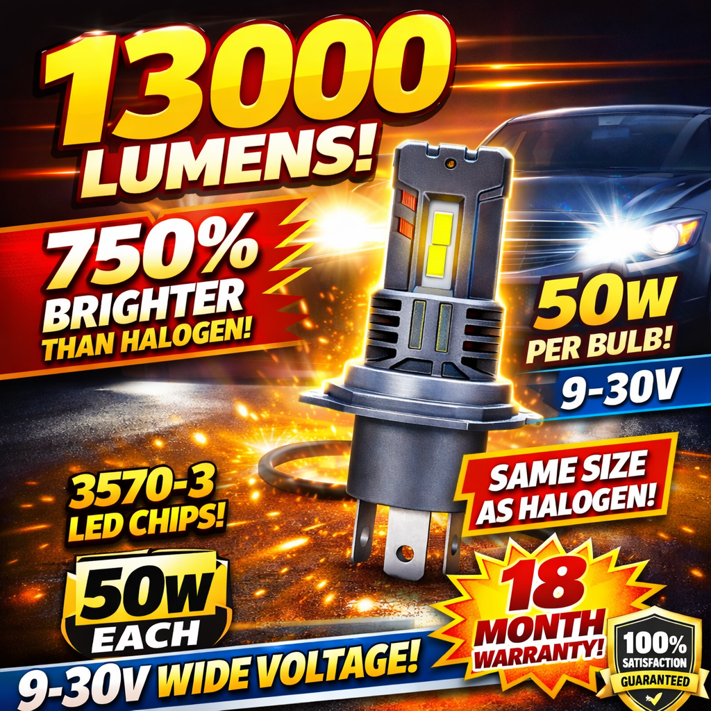 LiteSync V7S H7 H18 LED Headlight Bulbs 12000LM 6000K CanBus 100W 12V Pair