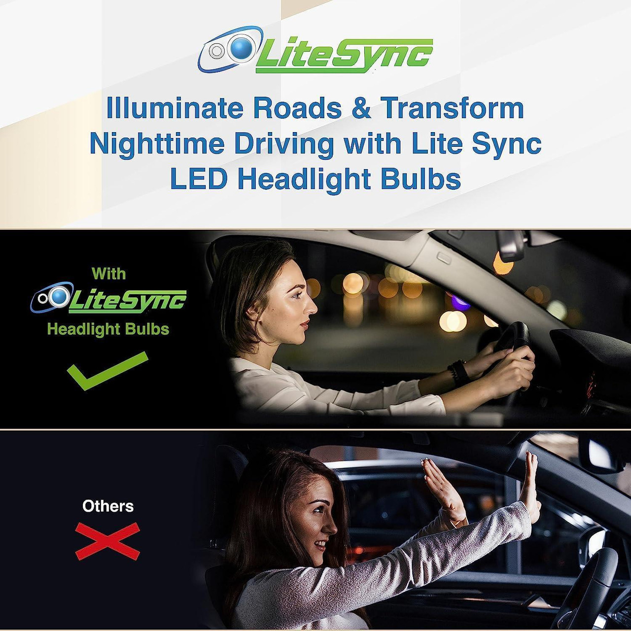 LiteSync V7S H4 LED Headlight Bulbs 12000LM 6000K CanBus 100W 12V Pair