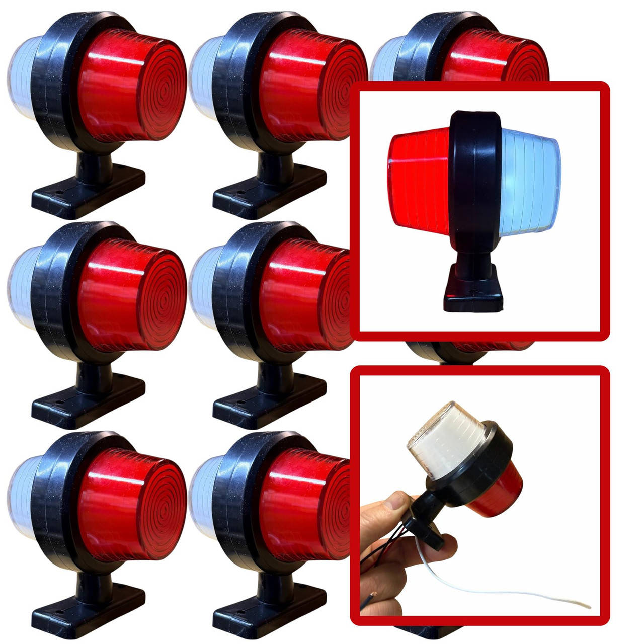 8x LED Side Marker Clearance Lights White Red 12V 24V Truck Trailer Van Waterproof