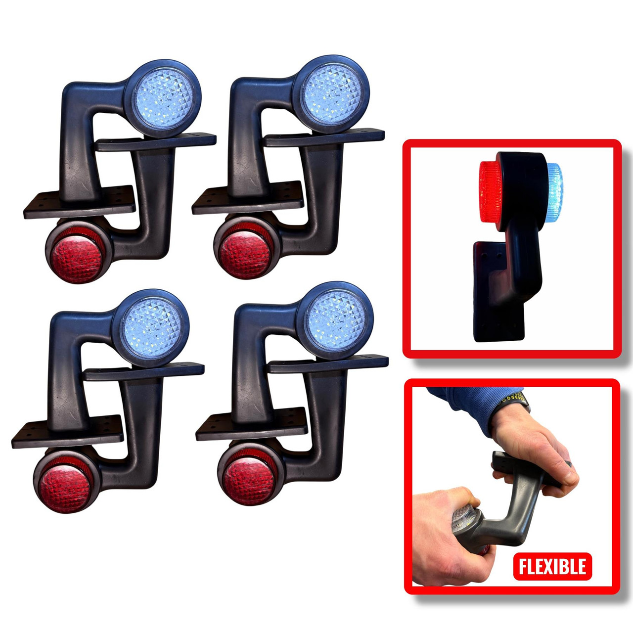 8x LED Side Marker Lights Rubber Elbow Clearance outline Truck Trailer Lorry 12V 24V