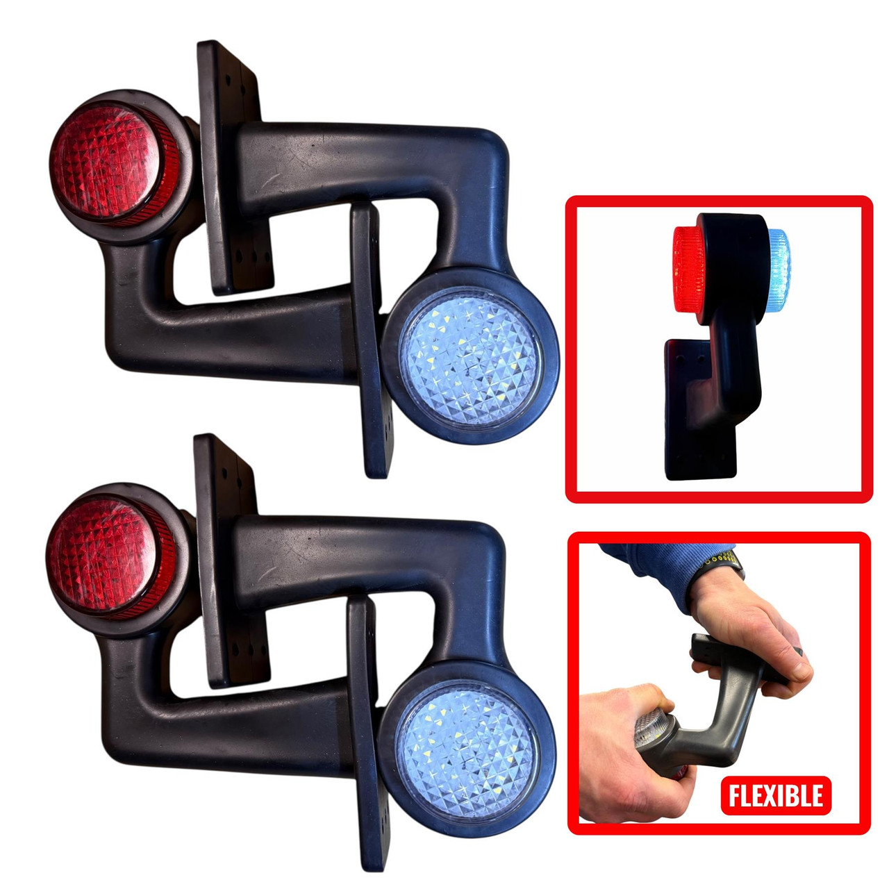 4x LED Side Marker Lights Rubber Elbow Clearance outline Truck Trailer Lorry 12V 24V