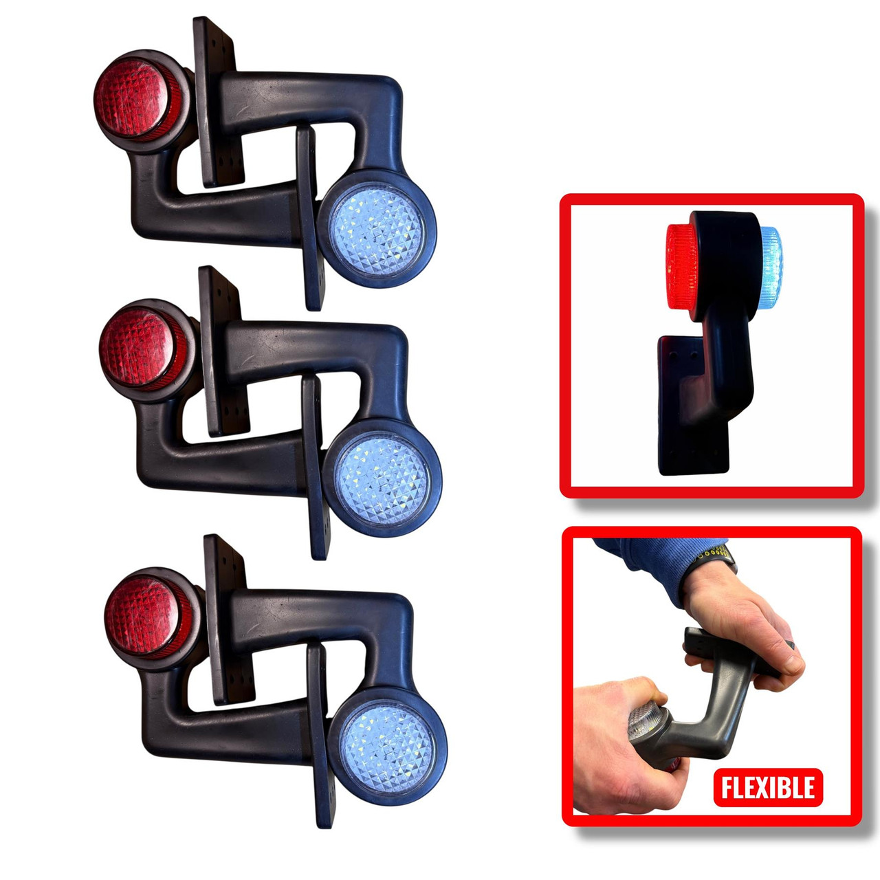 6x LED Side Marker Lights Rubber Elbow Clearance outline Truck Trailer Lorry 12V 24V